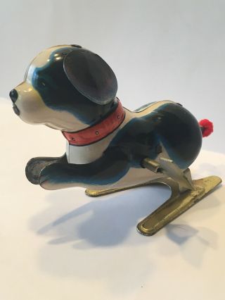 Vintage Tin Toy Wind - up Hopping Dog by Blic China Spring Tail Key 4