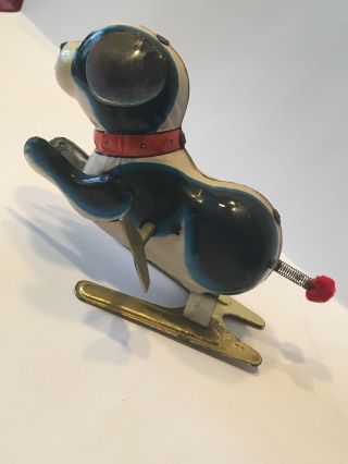 Vintage Tin Toy Wind - up Hopping Dog by Blic China Spring Tail Key 5