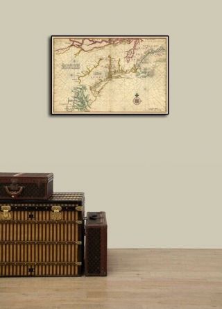 1639 Virginia and England Historic Vintage Style Wall Map - 16x24 3