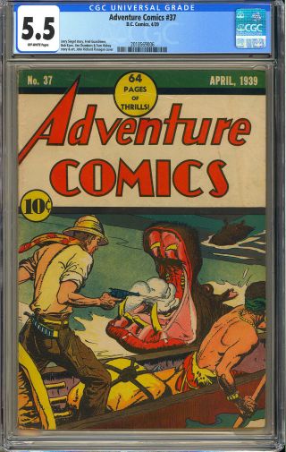 Adventure Comics 37 Rare Classic Cover Early Golden Age Dc 1939 Cgc 5.  5