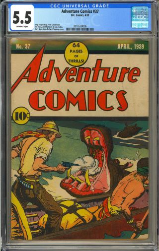 Adventure Comics 37 RARE Classic Cover Early Golden Age DC 1939 CGC 5.  5 2