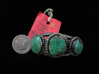 Vintage Navajo Bracelet - Coin Silver And Cerrillos Turquoise