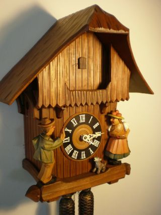 " The Finger Cuckoo Clock " Very Rare Vintage 8 Day Cuckoo Clock.  Hand Carvings