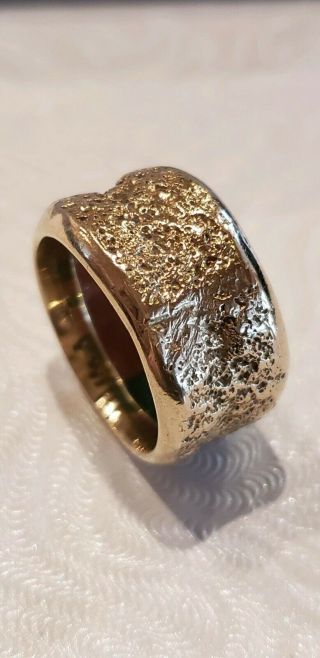 Vintage Charles Loloma Signed 14kt Wedding Ring Set 3