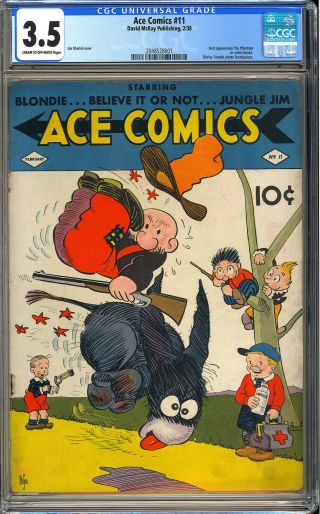 Ace Comics 11 Very Rare 1st App.  The Phantom David Mckay 1938 Cgc 3.  5