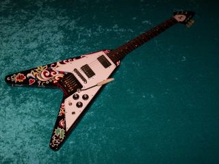 Psychedelic Gibson Jimi Hendrix Flying V guitar Vintage design vee 3