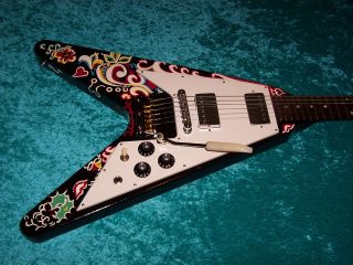 Psychedelic Gibson Jimi Hendrix Flying V guitar Vintage design vee 4