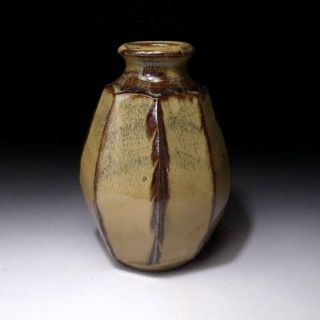 Ug6: Vintage Japanese Pottery Vase,  Tanba Ware,  Height 7.  1 Inches