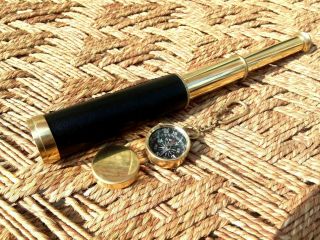 Vintage Spyglass Handmade Leather Telescope Lens Marine Scope Decor