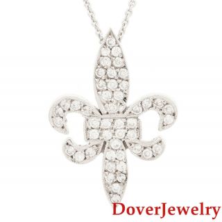 Estate Diamond 14k Gold Pendant Sterling Silver Chain Necklace 5.  1 Grams Nr