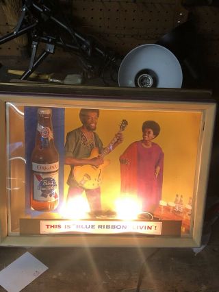 RARE Pabst PBR Vintage 3D Lighted African American Beer Sign 20”x15”x4” 2