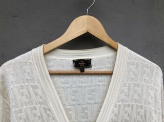 FENDI Vintage FF Zucca Print Monogram Cardigan Unisex Sweater Size 42 2