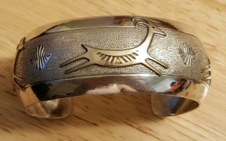 Virgil Reeder Navajo Sterling Silver 12k Gold Cuff Bracelet Elk/deer Vintage