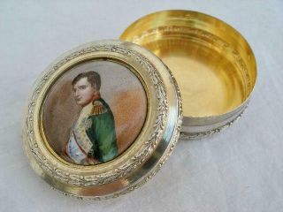 Antique Napoleon French Silver & Enamel Snuff Box By Edouard Clerc