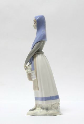 Porcelain figurine Girl in a blue scarf with a basket.  Spain,  REX 4