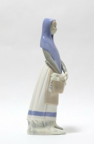Porcelain figurine Girl in a blue scarf with a basket.  Spain,  REX 5