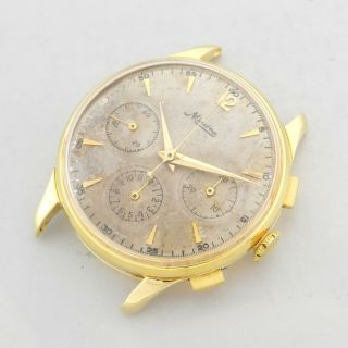 Minerva Chronograph 18kt Yellow Gold Vintage Watch 100 Valjoux 72