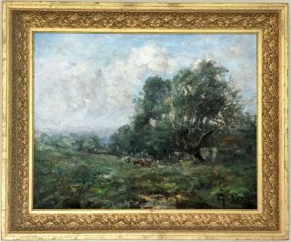 Cattle In A Landscape Antique Oil Painting By George A.  Boyle (1842 - 1930)