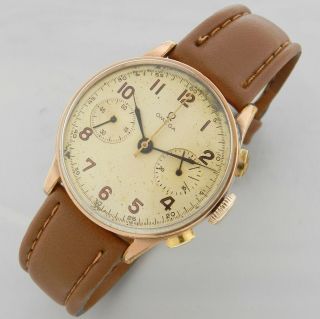 Omega Chronograph 33.  3 Rose Gold Plated Vintage Watch 100