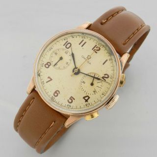 OMEGA CHRONOGRAPH 33.  3 ROSE GOLD PLATED VINTAGE WATCH 100 8