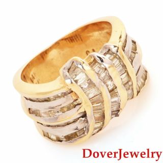 Estate Baguette Cut Diamond 14k Gold Cluster Knot Ring 10.  4 Grams Nr