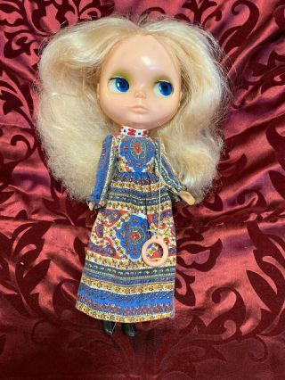 Vintage 1972 Kenner Blythe Doll Blonde With Dress Boots Tagged 6 Lines