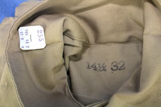 WW2 Set of 2 US Army Shirts Cotton Khaki Unissued With Cutter Tags & Tags 8