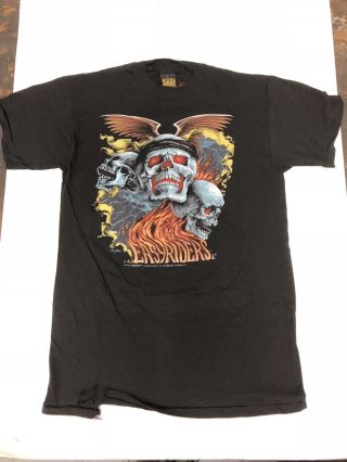 Vintage 3d Emblem T Shirt Easyriders Skull Flames Harley Davidson Chopper