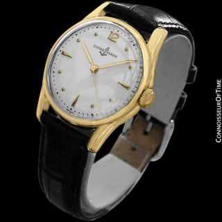 1950 ' s ULYSSE NARDIN Vintage Mens Midsize 18K Gold Plated Chronometer Watch 3