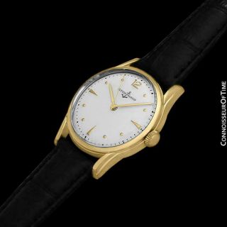 1950 ' s ULYSSE NARDIN Vintage Mens Midsize 18K Gold Plated Chronometer Watch 4