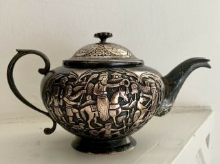 Islamic Antique 19th C Persian Solid Silver Shiraz Teapot