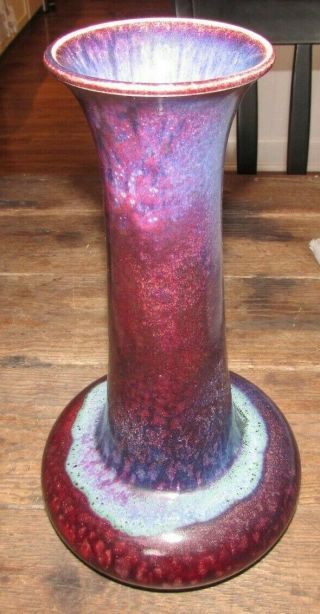 Exceptional Rare 13” High Fired Flambe Sang de Boeuf Ruskin Pottery Vase Dated 1 10