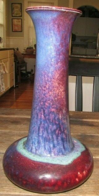 Exceptional Rare 13” High Fired Flambe Sang de Boeuf Ruskin Pottery Vase Dated 1 2