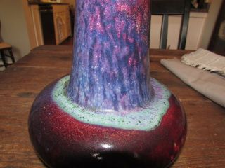 Exceptional Rare 13” High Fired Flambe Sang de Boeuf Ruskin Pottery Vase Dated 1 3