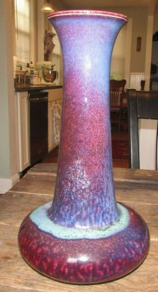 Exceptional Rare 13” High Fired Flambe Sang de Boeuf Ruskin Pottery Vase Dated 1 4