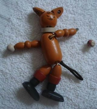 Vintage Jaymar Wood Wooden Puss N Boots Toy Cat Needs To Be Restrung