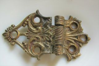 Antique Ornate Brass Off Set Hinge For Oak Ice Box