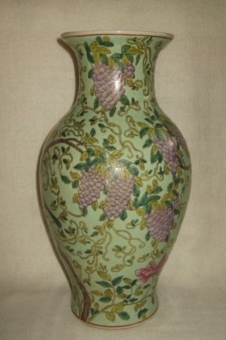 Antique Chinese Famille Rose Baluster Porcelain Vase Marked 4