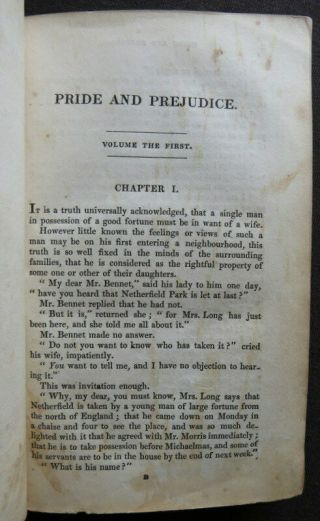 Rare Early JANE AUSTEN 1833 PRIDE & PREJUDICE 1st BENTLEY SINGLE VOLUME ED 9