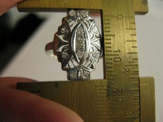 Art Deco 18k White Gold Filigree 11 Diamond Ring,  Gorgeous Sz.  6.  5 10