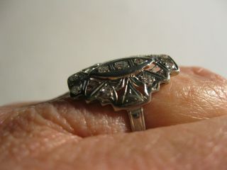 Art Deco 18k White Gold Filigree 11 Diamond Ring,  Gorgeous Sz.  6.  5 4