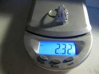 Art Deco 18k White Gold Filigree 11 Diamond Ring,  Gorgeous Sz.  6.  5 8