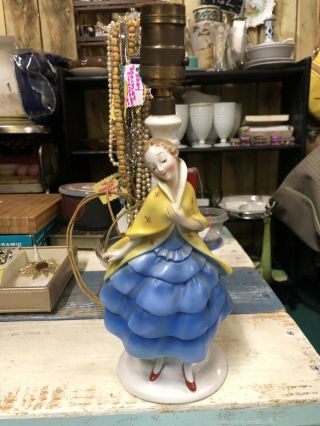 Hand Painted Victorian Lady Bavarian Porcelain Lamp