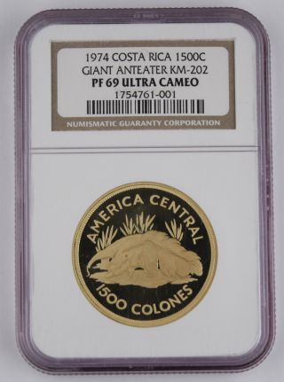 Costa Rica 1974 1500 Colones 1 Oz Gold Proof Coin Ngc Pf69 Uc Km 202 Fr 28 Rare