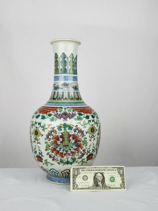 PERFECT LARGE ANTIQUE CHINESE DOUCAI PORCELAIN FLOWER VASE QING DYNASTY GUANGXU 11