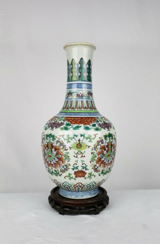 PERFECT LARGE ANTIQUE CHINESE DOUCAI PORCELAIN FLOWER VASE QING DYNASTY GUANGXU 2