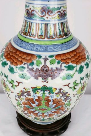 PERFECT LARGE ANTIQUE CHINESE DOUCAI PORCELAIN FLOWER VASE QING DYNASTY GUANGXU 3
