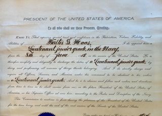 Rare Navy Appointment Signed by Two Presidents - Woodrow Wilson & FDR 4