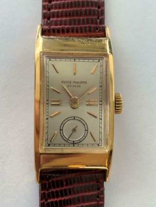 Patek Philippe Mens 18k Gold Rectangular Reference 425 Vintage Wristwatch