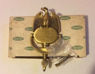 Vintage 8 " Solid Brass Perched Eagle Door Knocker W/quality Box & Screws - Nos